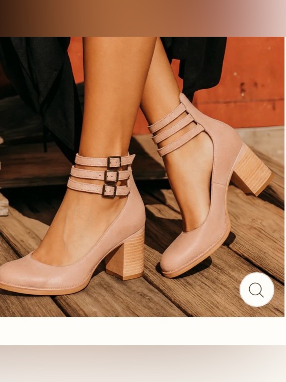 Blush Triple-Strap Block Heel Pumps by Naturéva
